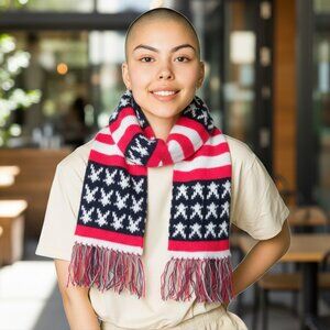 Hand Made Patroitic stars stripes flag winter scarf with fringe